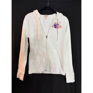 Youth Mossimo White Surf Zip Up Hooded Sweatshirt Size S